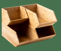 CASA BAMBOO Organizzatore Impilabile Naturale- Scatole Conserva Vivande|Contenitore Per Alimenti