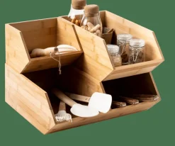 CASA BAMBOO Organizzatore Impilabile Naturale- Scatole Conserva Vivande|Contenitore Per Alimenti