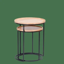 CASA GOM Tavolini Set Di 2 Nero, Naturale- Tavolini