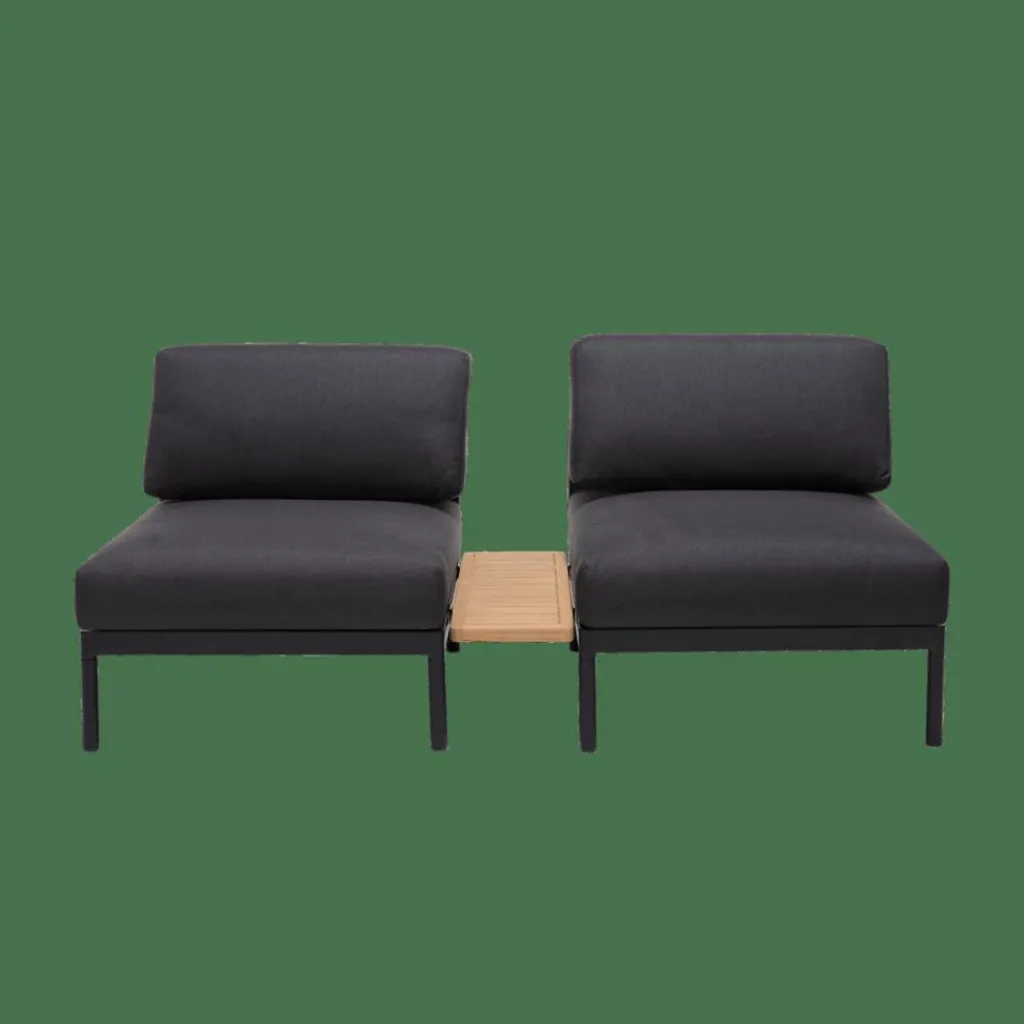 CASA HANNA Lounge Tavolino Nero, Naturale- Tavolini Da Giardino|Set Lounge
