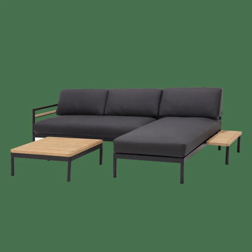 CASA HANNA Lounge Tavolino Nero, Naturale- Tavolini Da Giardino|Set Lounge