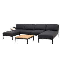 CASA HANNA Sdraio Lounge Nero- Lettini|Set Lounge