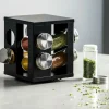 CASA INDUSTRIA Giostra Portaspezie 8 Barattolini Nero- Contenitori Per Spezie