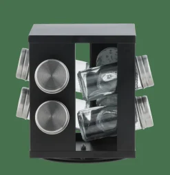 CASA INDUSTRIA Giostra Portaspezie 8 Barattolini Nero- Contenitori Per Spezie