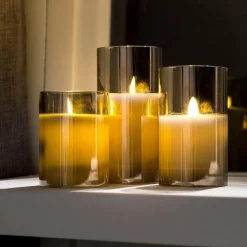 CASA ION Candele Led Set Di 3 Grigio- Candele Led