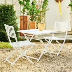 CASA JESSE Sedia Pieghevole Bianco, Beige- Sedie Bistro|Sedie Da Giardino