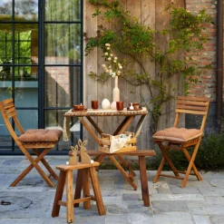 CASA KOS Sedia Pieghevole Naturale- Set Balcone|Sedie Bistro