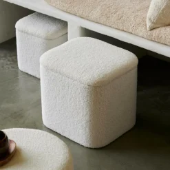 CASA LIAM Pouf Con Contenitore Bianco- Pouf Portatutto
