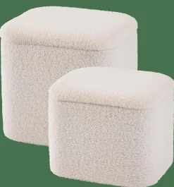 CASA LIAM Pouf Con Contenitore Bianco- Pouf Portatutto