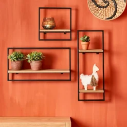 CASA MIX&MATCH Organiser Da Parete Nero, Naturale- Scaffali Da Parete