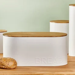 CASA NAGINI Contenitore Per Pane Bianco, Naturale- Portapranzo|Contenitore Per Alimenti