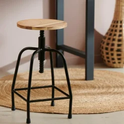 CASA NEW BEDFORD Sgabello Nero, Naturale- Sgabelli Da Bar|Sgabelli
