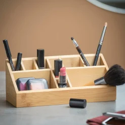 CASA ORGANOO Contenitore Per Cotton Fioc Trasparente, Naturale- Accessori Da Lavandino