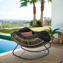 CASA ROCKO Sedia A Dondolo Nero- Sedie Lounge