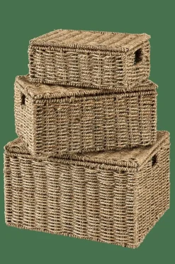 CASA SEAGRASS Cesto Portatutto M Con Coperchio Naturale- Cesti Portatutto