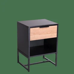 CASA TRENTON Comodino Nero, Naturale- Comodini|Cassettiere