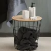 CASA WIRE Tavolino Portatutto Nero, Naturale- Cesti Di Metallo|Tavolini