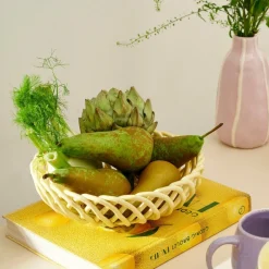 CASA WOVY Cesto Portafrutta Giallo Chiaro- Accessori Da Cucina