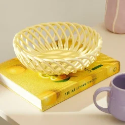 CASA WOVY Cesto Portafrutta Giallo Chiaro- Accessori Da Cucina