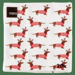 CASA X-MAS DOG Set Di 20 Tovaglioli Multicolore- Tovaglioli